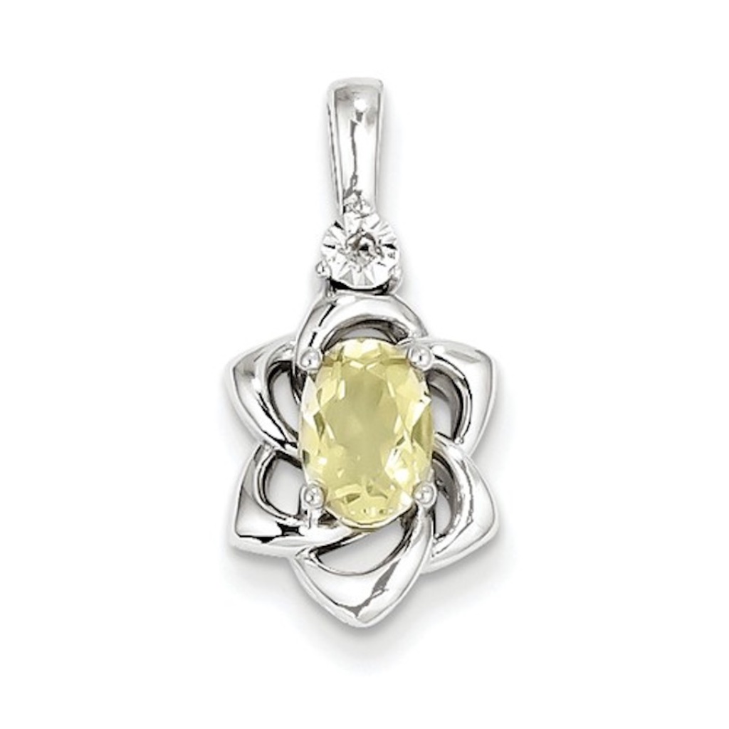 Genuine Diamond Lemon Quartz Pendant